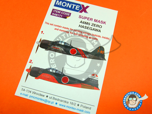 Image 1: Mitsubishi A6M Zero 5 | Masks in 1/48 scale manufactured by Montex Mask (ref. K48171)