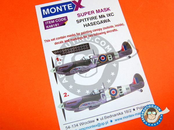 Image 1: Supermarine Spitfire Mk. IX | Máscaras en escala 1/48 fabricado por Montex Mask (ref. K48181)