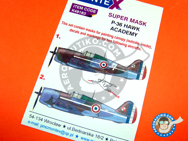 Image 1: Curtiss P-36 Hawk | Masks in 1/48 scale manufactured by Montex Mask (ref. K48183)