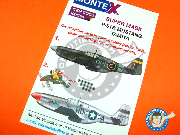 Image 1: North American P-51 Mustang B | Máscaras en escala 1/48 fabricado por Montex Mask (ref. K48184)