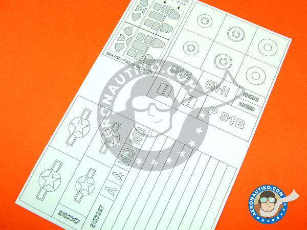 Image 2: North American P-51 Mustang B | Máscaras en escala 1/48 fabricado por Montex Mask (ref. K48184)