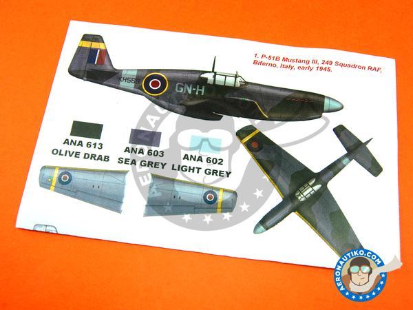 Image 3: North American P-51 Mustang B | Máscaras en escala 1/48 fabricado por Montex Mask (ref. K48184)