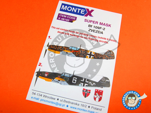 Image 1: Messerschmitt Bf 109 F-2 | Masks in 1/48 scale manufactured by Montex Mask (ref. K48192)