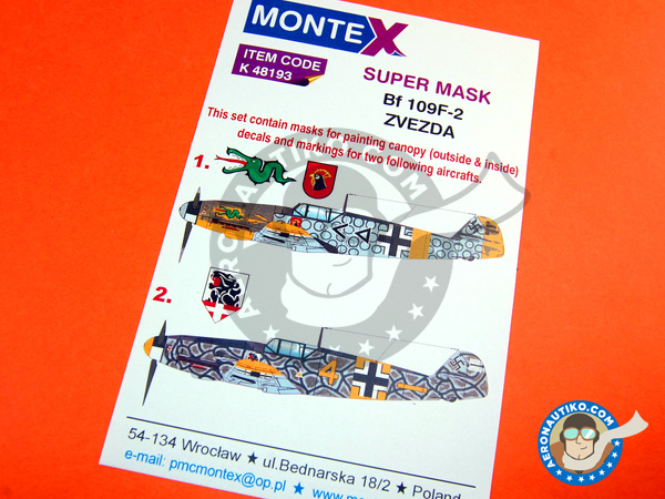 Image 1: Messerschmitt Bf 109 F-2 | Máscaras en escala 1/48 fabricado por Montex Mask (ref. K48193)