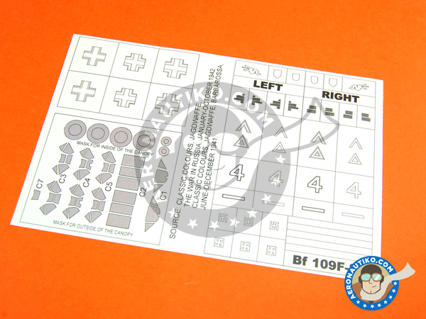 Image 2: Messerschmitt Bf 109 F-2 | Máscaras en escala 1/48 fabricado por Montex Mask (ref. K48193)