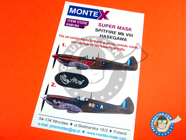 Image 1: Supermarine Spitfire Mk. VIII | Máscaras en escala 1/48 fabricado por Montex Mask (ref. K48194)