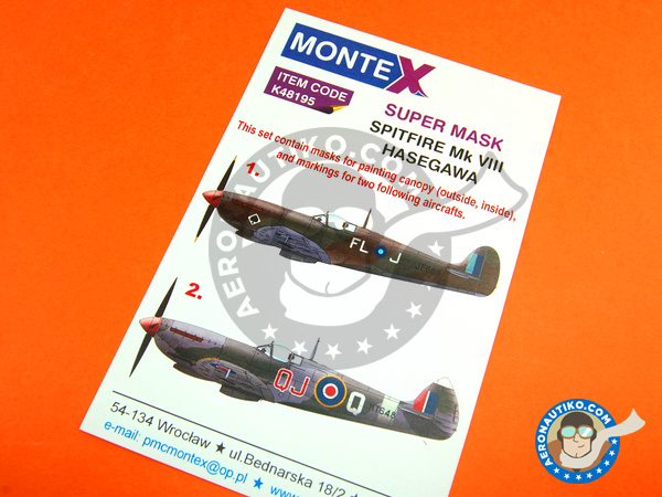 Image 1: Supermarine Spitfire Mk. VIII | Masks in 1/48 scale manufactured by Montex Mask (ref. K48195)