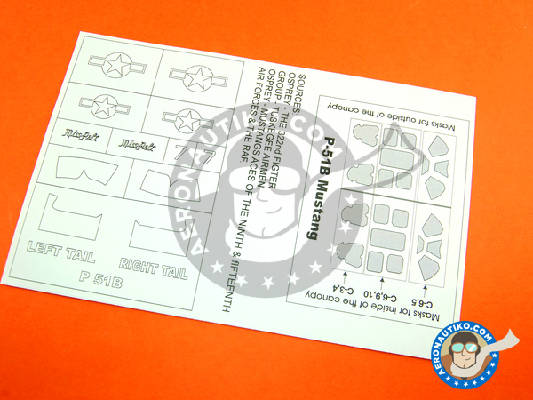 Image 4: North American P-51 Mustang B | Masks in 1/48 scale manufactured by Montex Mask (ref. K48199)