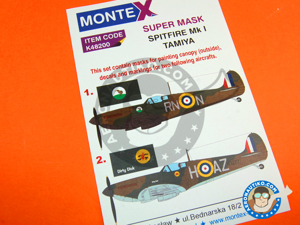 Image 1: Supermarine Spitfire Mk. I | Masks in 1/48 scale manufactured by Montex Mask (ref. K48200)