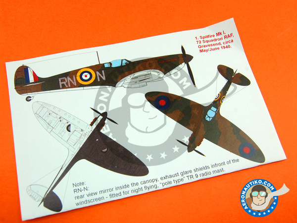 Image 5: Supermarine Spitfire Mk. I | Masks in 1/48 scale manufactured by Montex Mask (ref. K48200)