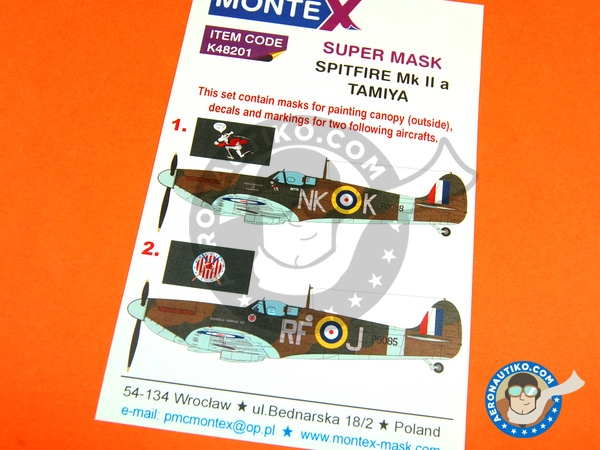 Image 1: Supermarine Spitfire Mk. IIa | Máscaras en escala 1/48 fabricado por Montex Mask (ref. K48201)