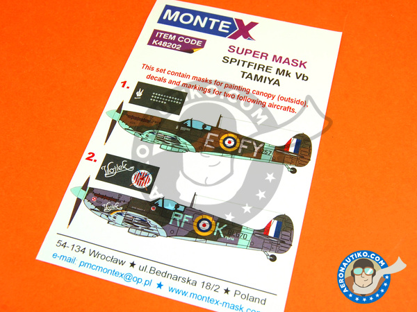 Image 1: Supermarine Spitfire Mk. Vb | Masks in 1/48 scale manufactured by Montex Mask (ref. K48202)