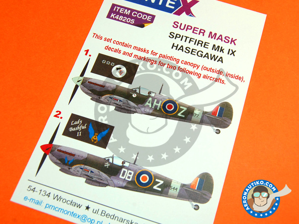 Image 1: Supermarine Spitfire Mk. IX | Máscaras en escala 1/48 fabricado por Montex Mask (ref. K48205)