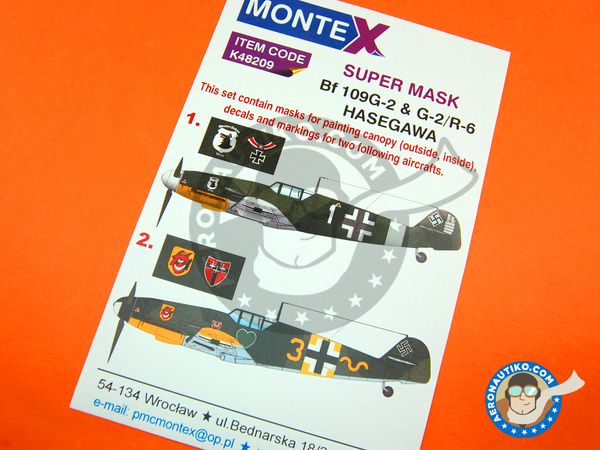 Image 1: Messerschmitt Bf 109 G-2 | Máscaras en escala 1/48 fabricado por Montex Mask (ref. K48209)