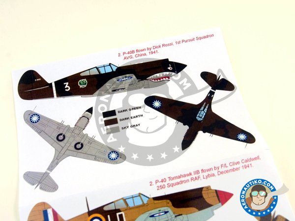 Image 3: Curtiss P-40 Warhawk B Tomahawk | Masks in 1/48 scale manufactured by Montex Mask (ref. K48238)