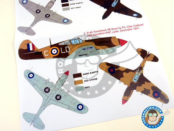 Image 4: Curtiss P-40 Warhawk B Tomahawk | Masks in 1/48 scale manufactured by Montex Mask (ref. K48238)