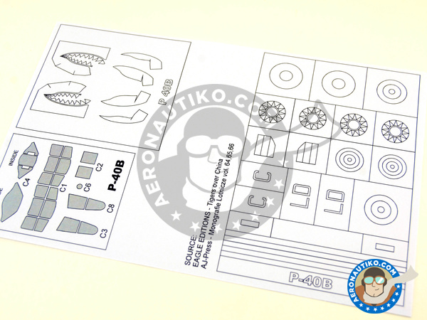 Image 5: Curtiss P-40 Warhawk B Tomahawk | Masks in 1/48 scale manufactured by Montex Mask (ref. K48238)