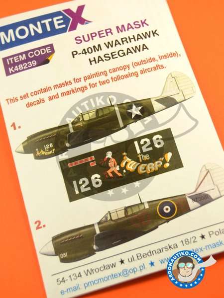 Curtiss P-40 Warhawk M | Masks in 1/48 scale manufactured by Montex Mask (ref. K48239) image