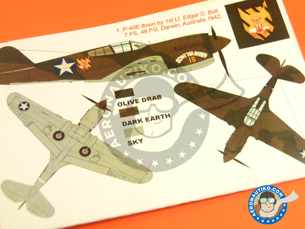 Image 5: Curtiss P-40 Warhawk E | Masks in 1/48 scale manufactured by Montex Mask (ref. K48240)