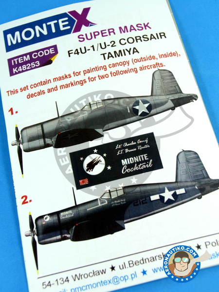 Vought F4U Corsair 1 | Masks in 1/48 scale manufactured by Montex Mask (ref. K48253) image