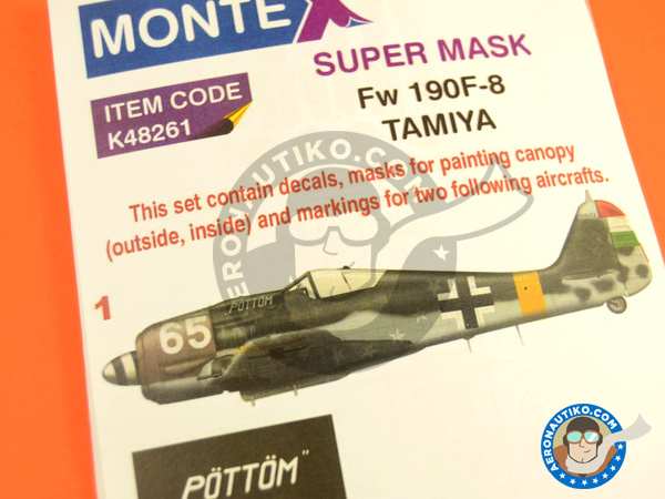Image 6: Focke-Wulf Fw 190 Würger F-8 | Masks in 1/48 scale manufactured by Montex Mask (ref. K48261)