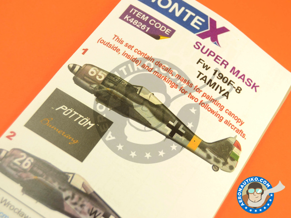 Image 8: Focke-Wulf Fw 190 Würger F-8 | Masks in 1/48 scale manufactured by Montex Mask (ref. K48261)