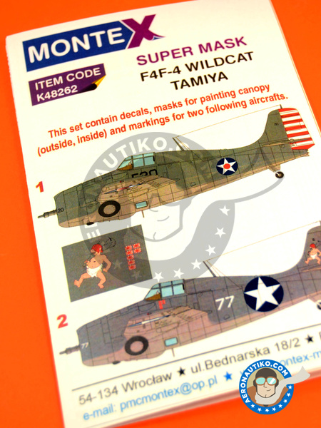 Grumman F4F Wildcat | Máscaras en escala 1/48 fabricado por Montex Mask (ref. K48262) image