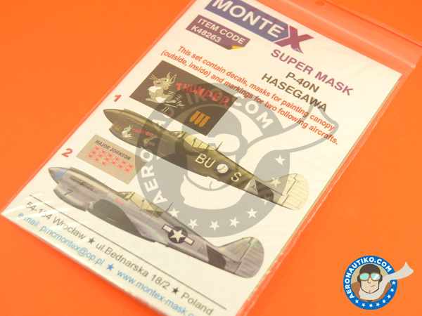 Image 6: Curtiss P-40 Warhawk N | Masks in 1/48 scale manufactured by Montex Mask (ref. K48263)