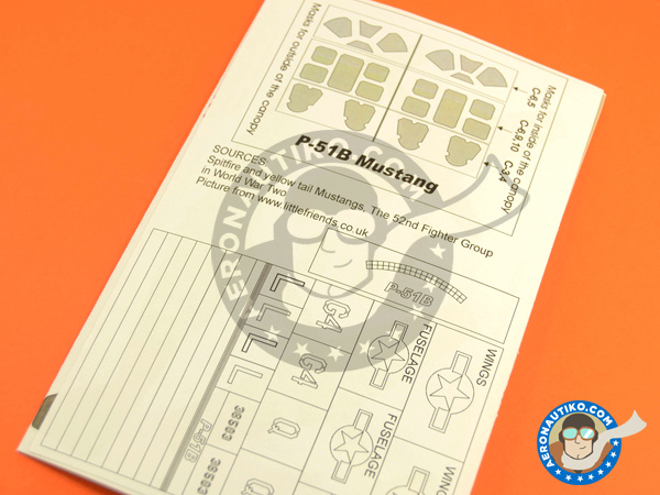 Image 1: North American P-51 Mustang B | Masks in 1/48 scale manufactured by Montex Mask (ref. K48267)