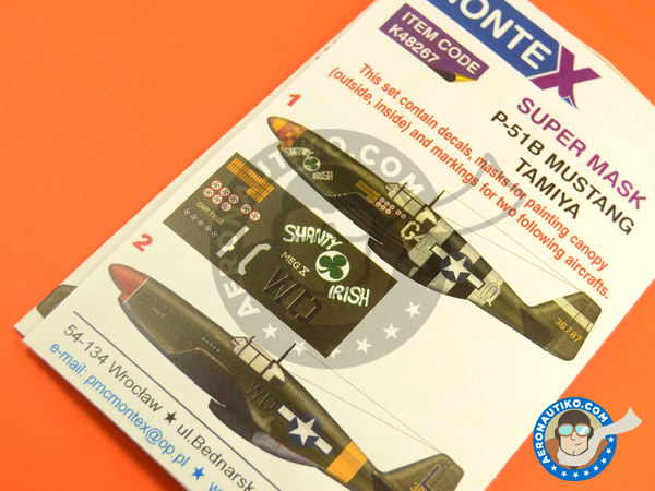 Image 5: North American P-51 Mustang B | Masks in 1/48 scale manufactured by Montex Mask (ref. K48267)