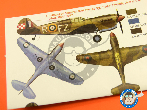 Image 2: Curtiss P-40 Warhawk E | Masks in 1/48 scale manufactured by Montex Mask (ref. K48269)