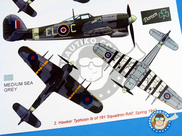 Image 2: Hawker Typhoon Mk Ib | Masks in 1/48 scale manufactured by Montex Mask (ref. K48270)