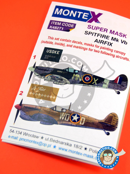 Supermarine Spitfire Mk Vb | Máscaras en escala 1/48 fabricado por Montex Mask (ref. K48271) image