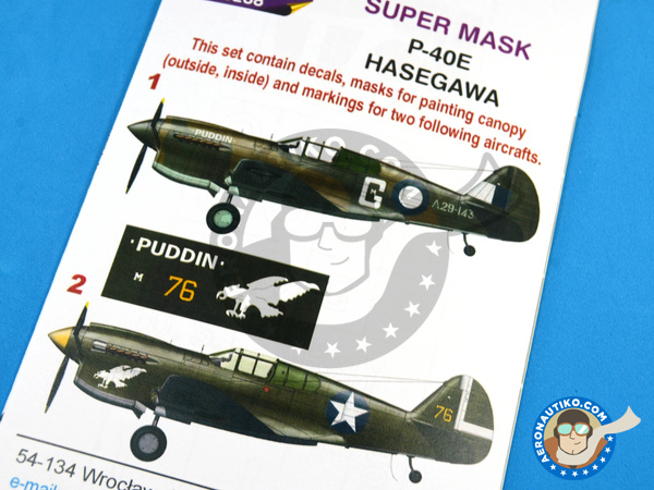 Image 4: Curtiss P-40 Warhawk E | Masks in 1/48 scale manufactured by Montex Mask (ref. K48288)