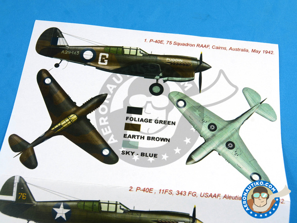 Image 5: Curtiss P-40 Warhawk E | Masks in 1/48 scale manufactured by Montex Mask (ref. K48288)