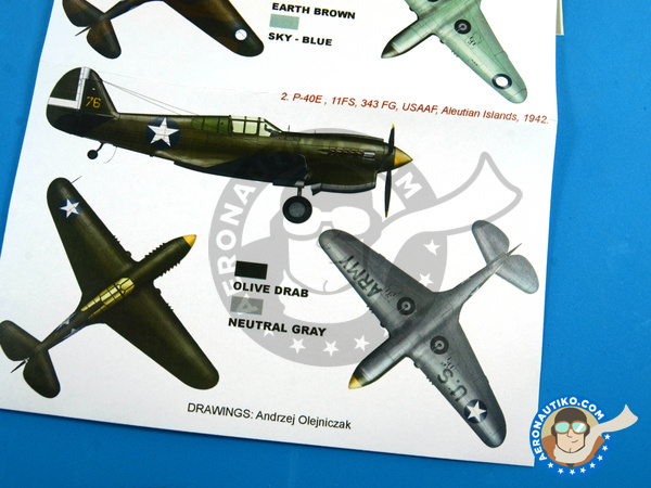 Image 6: Curtiss P-40 Warhawk E | Masks in 1/48 scale manufactured by Montex Mask (ref. K48288)