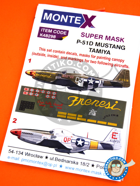 North American P-51 Mustang D | Masks in 1/48 scale manufactured by Montex Mask (ref. K48298) image