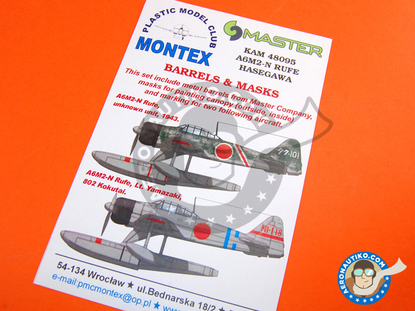 Image 1: Mitsubishi A6M Zero 2 Rufe | Masks in 1/48 scale manufactured by Montex Mask (ref. KAM48095)