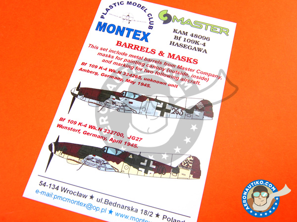 Image 1: Messerschmitt Bf 109 K-4 | Masks in 1/48 scale manufactured by Montex Mask (ref. KAM48096)