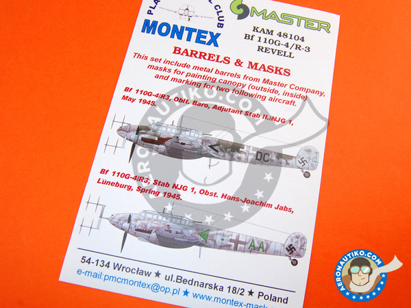 Image 1: Messerschmitt Bf 110 G-4/R3 | Máscaras en escala 1/48 fabricado por Montex Mask (ref. KAM48104)