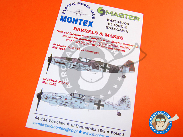 Image 1: Messerschmitt Bf 109 K-4 | Máscaras en escala 1/48 fabricado por Montex Mask (ref. KAM48106)