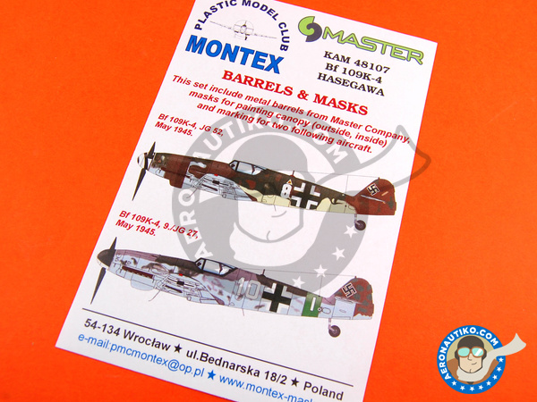Image 1: Messerschmitt Bf 109 K-4 | Máscaras en escala 1/48 fabricado por Montex Mask (ref. KAM48107)