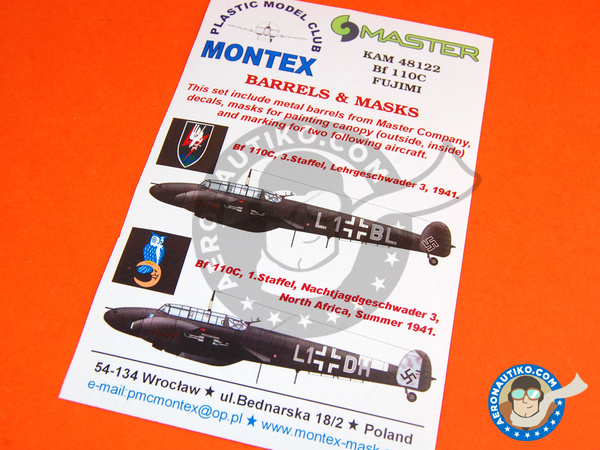 Image 1: Messerschmitt Bf 110 C | Máscaras en escala 1/48 fabricado por Montex Mask (ref. KAM48122)