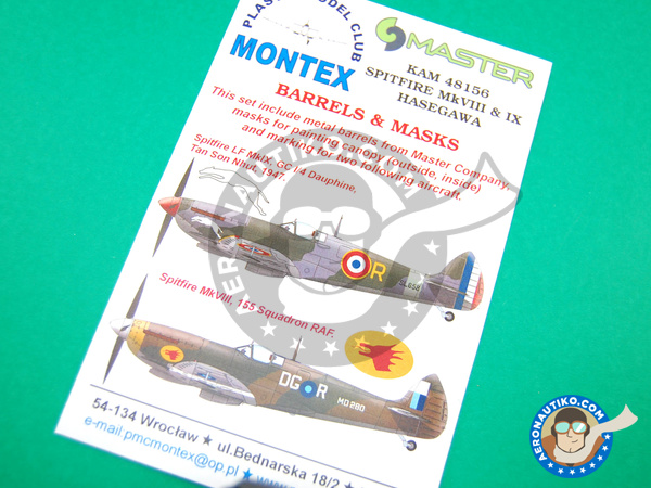 Image 1: Supermarine Spitfire Mk. VIII / IX | Máscaras en escala 1/48 fabricado por Montex Mask (ref. KAM48156)