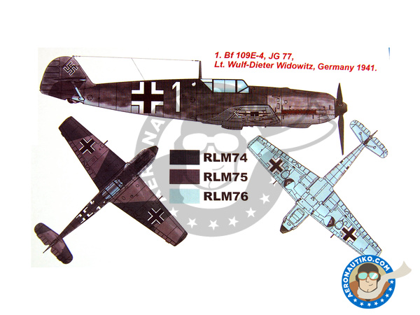 Image 1: Messerschmitt Bf 109 E-4 | Masks in 1/48 scale manufactured by Montex Mask (ref. KAM48169)