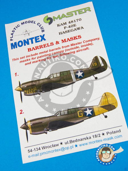 Curtiss P-40 Warhawk E | Masks in 1/48 scale manufactured by Montex Mask (ref. KAM48170) image