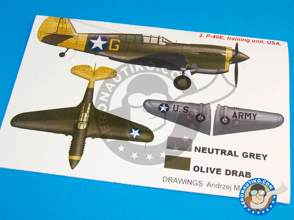 Image 1: Curtiss P-40 Warhawk E | Masks in 1/48 scale manufactured by Montex Mask (ref. KAM48170)