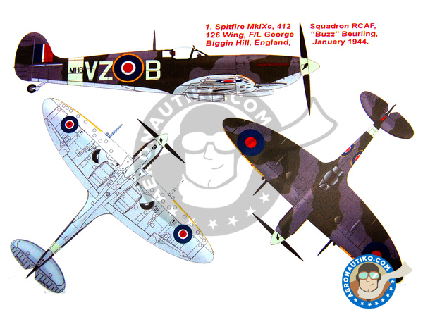 Image 2: Supermarine Spitfire Mk. IX | Máscaras en escala 1/48 fabricado por Montex Mask (ref. KAM48181)