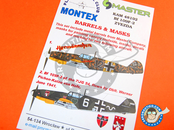 Image 1: Messerschmitt Bf 109 F-2 | Masks in 1/48 scale manufactured by Montex Mask (ref. KAM48192)