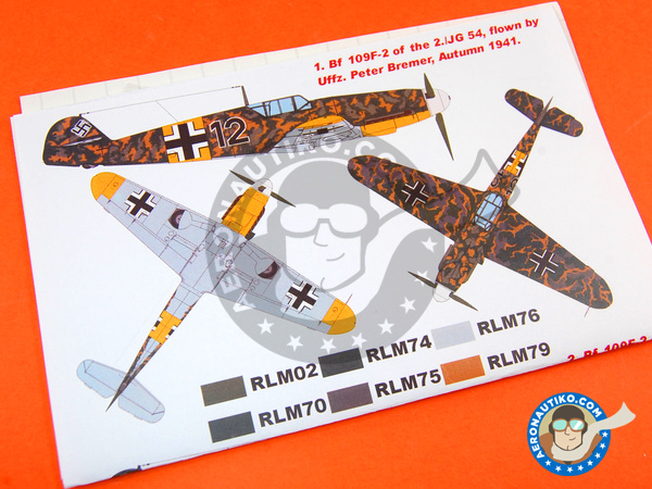 Image 8: Messerschmitt Bf 109 F-2 | Masks in 1/48 scale manufactured by Montex Mask (ref. KAM48192)